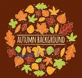 彩绘秋季落叶矢量素材